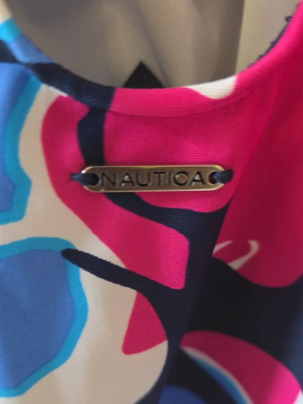 Nautica Women Multicolor Abstract One-Piece Swimsuit. Blue, Pink, Orange.